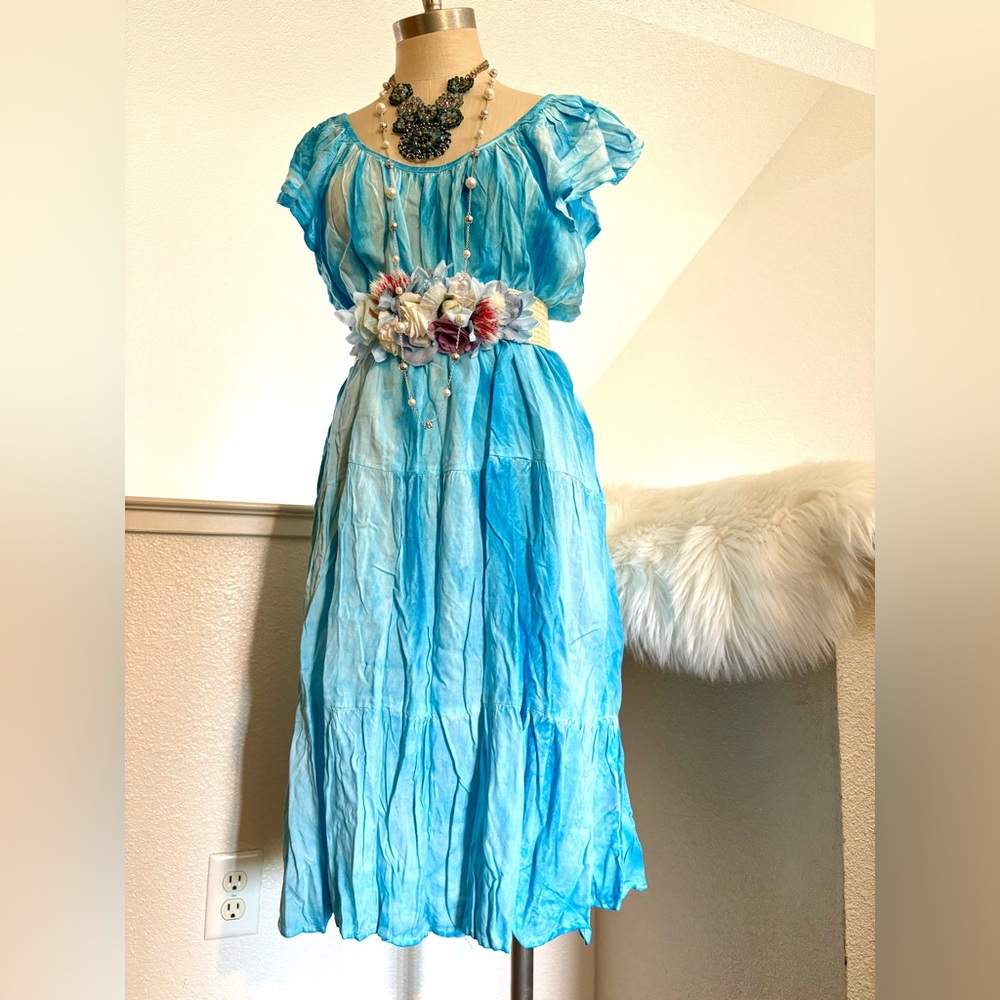 NWT 1X Blue Tie-Dye Swim Cover Dress